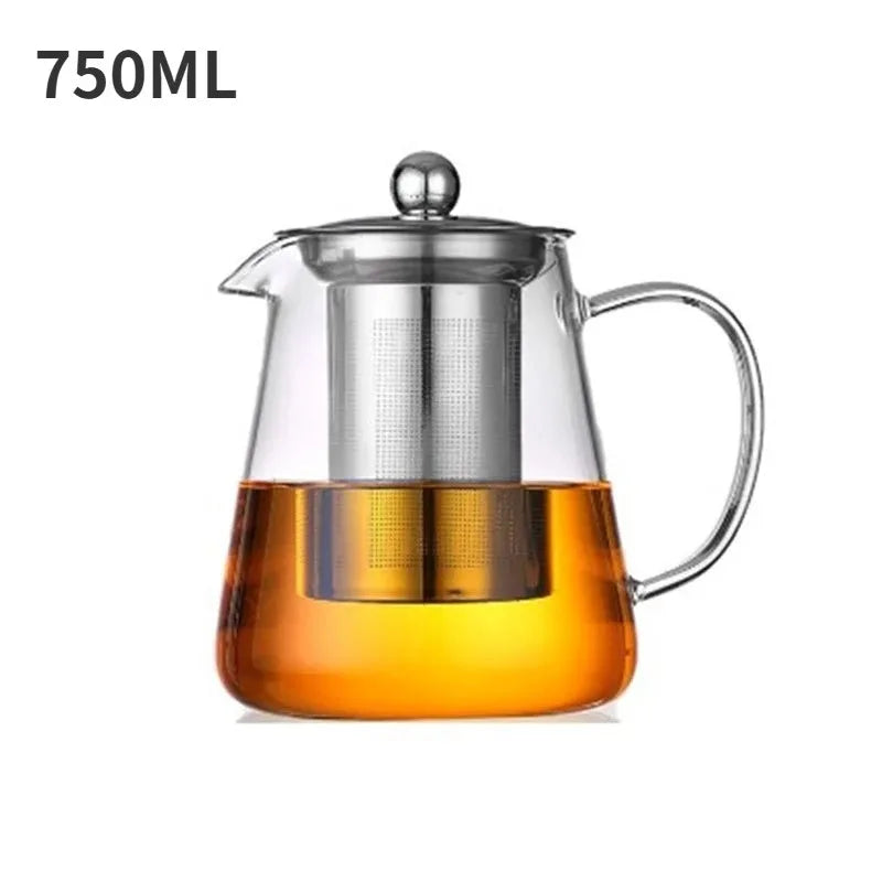Heat Resistant Clear Teapot Glass Kettle with Removable Infuser