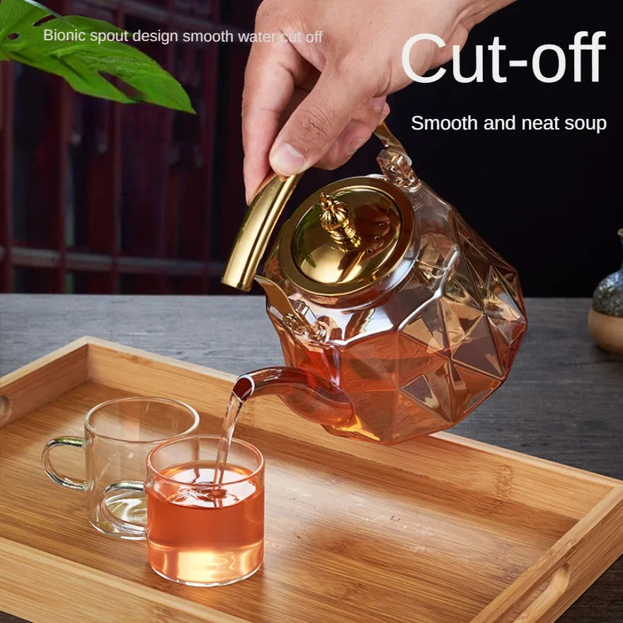 1L Glass Teapot with Removable Infuser Filterable Brewed Teapot