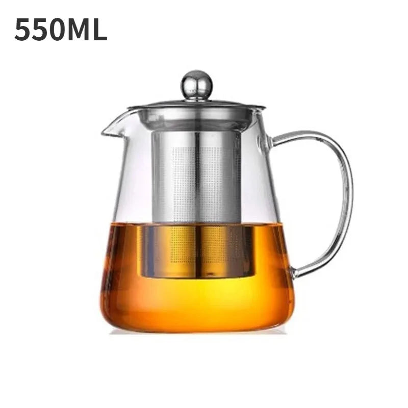 Heat Resistant Clear Teapot Glass Kettle with Removable Infuser