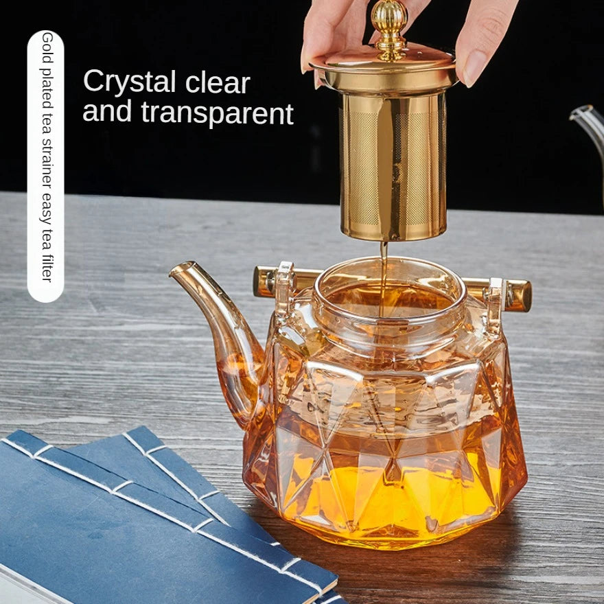 1L Glass Teapot with Removable Infuser Filterable Brewed Teapot