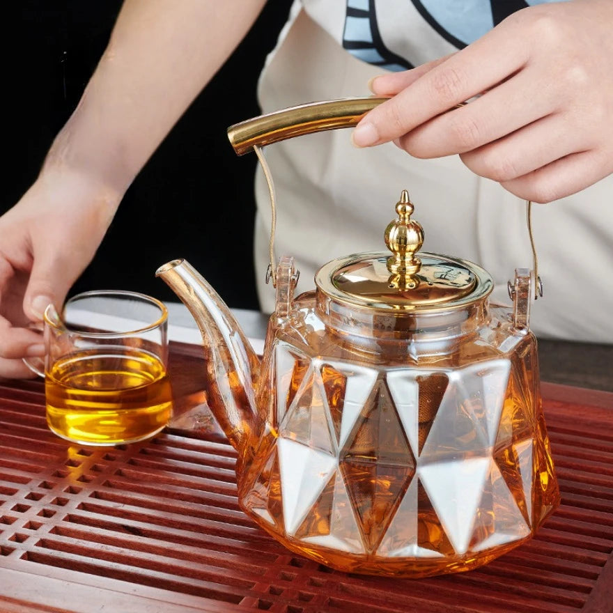 1L Glass Teapot with Removable Infuser Filterable Brewed Teapot