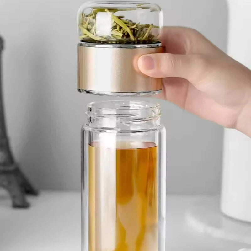 Double Layer Infuser Tumbler with Tea Filter Brewing Bottle