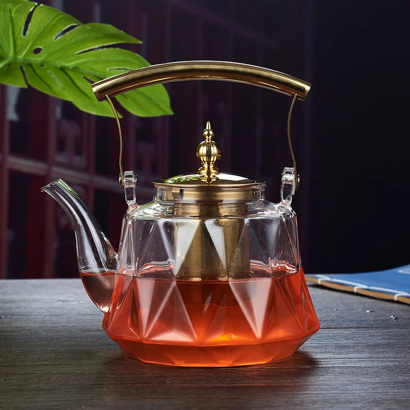 1L Glass Teapot with Removable Infuser Filterable Brewed Teapot