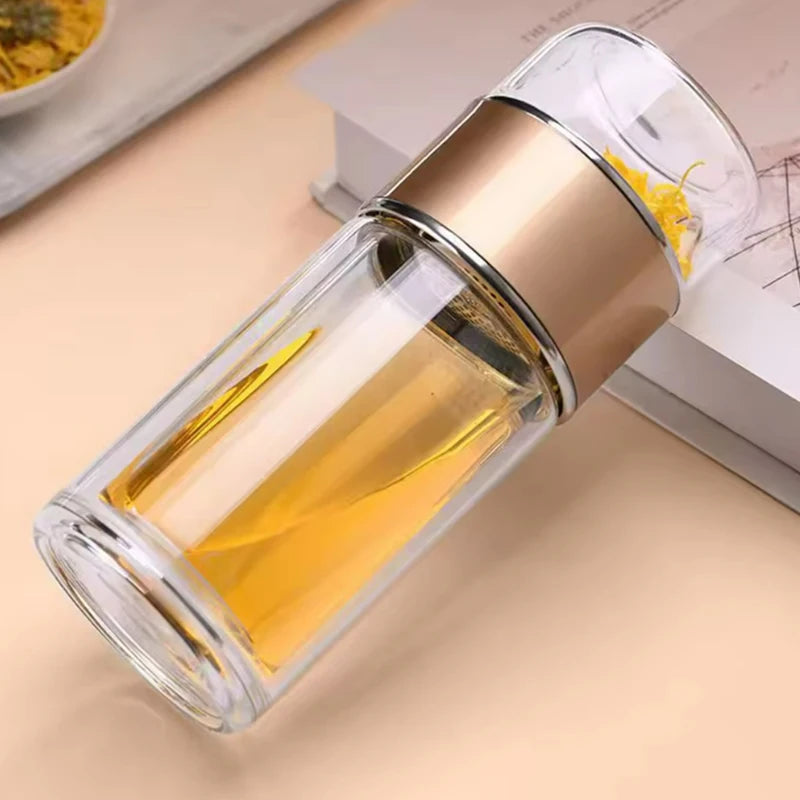 Double Layer Infuser Tumbler with Tea Filter Brewing Bottle