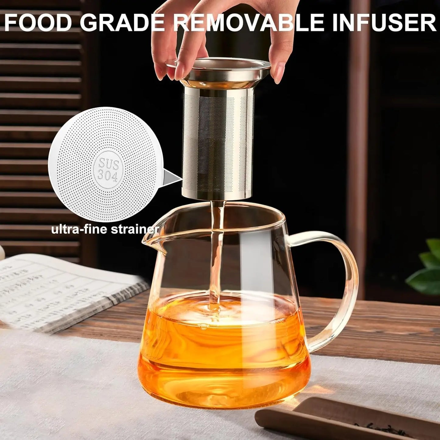 Heat Resistant Clear Teapot Glass Kettle with Removable Infuser