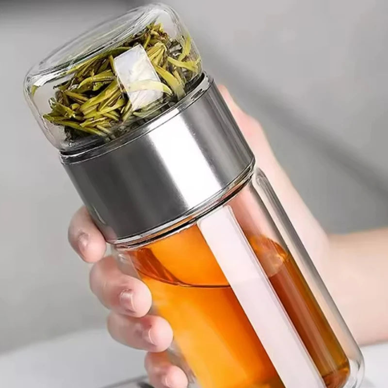 Double Layer Infuser Tumbler with Tea Filter Brewing Bottle