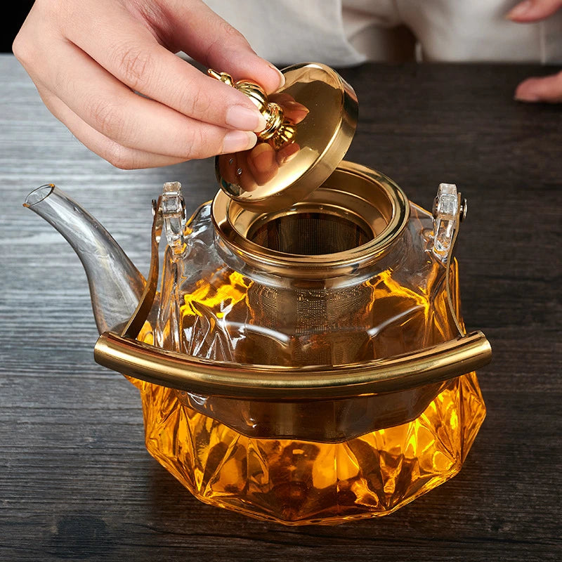 1L Glass Teapot with Removable Infuser Filterable Brewed Teapot