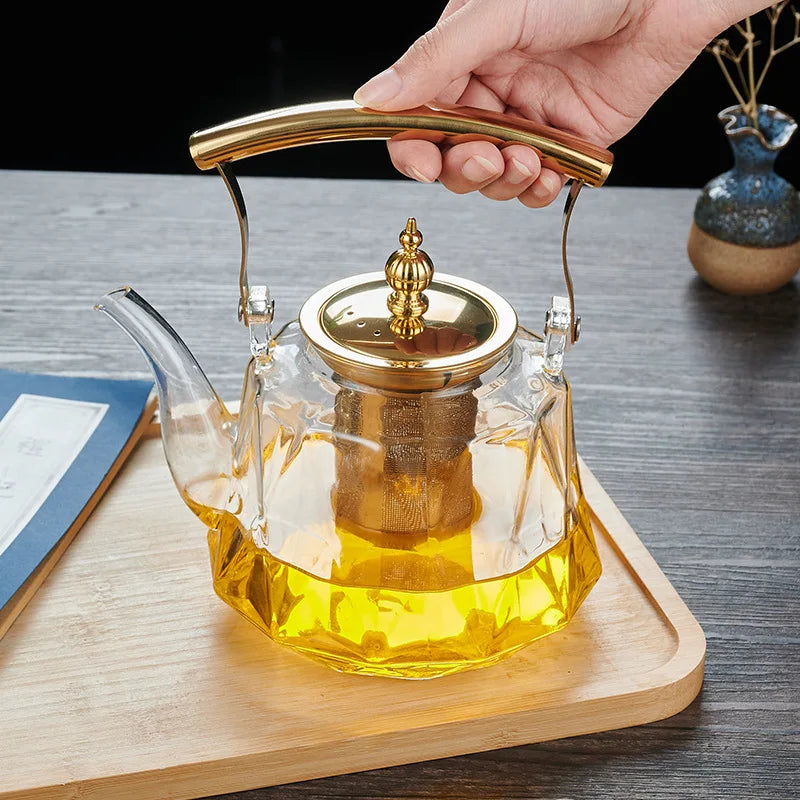 1L Glass Teapot with Removable Infuser Filterable Brewed Teapot