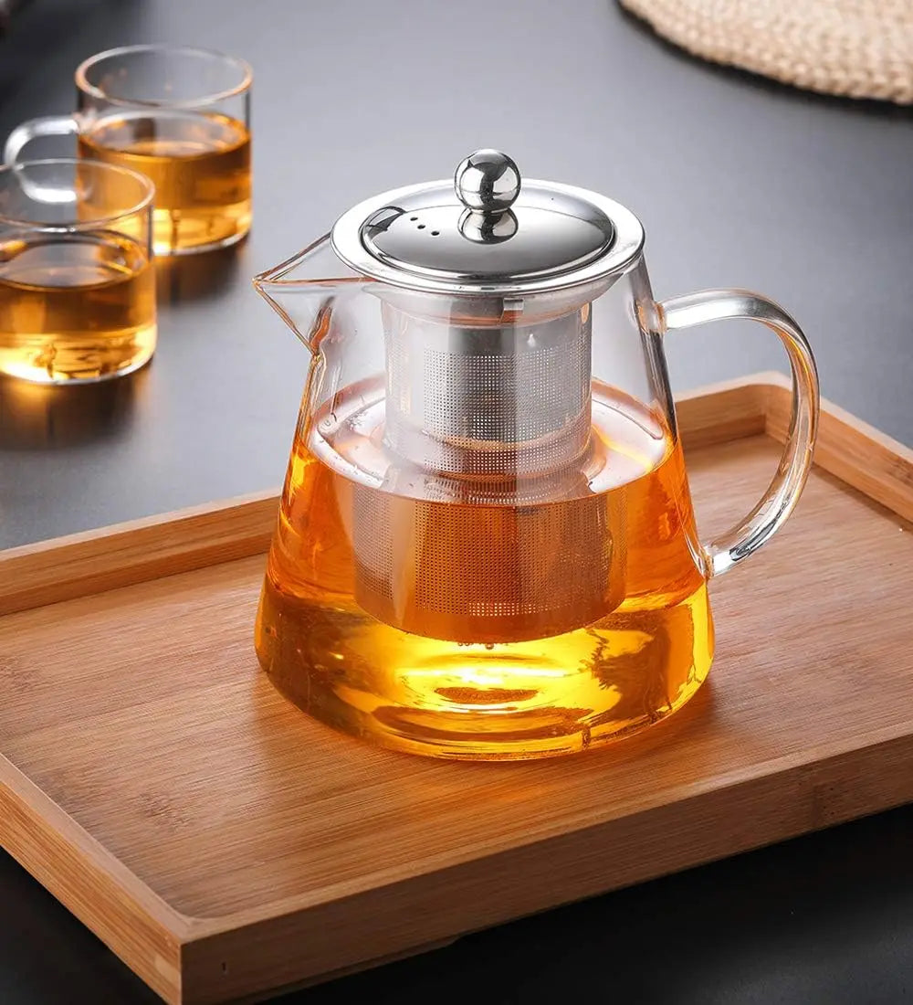 Heat Resistant Clear Teapot Glass Kettle with Removable Infuser